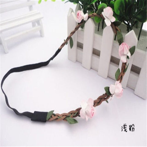 Handmade Floral Crown Flower Headband Hair Garland Wedding Headpiece Headwear Flower For Women Girls