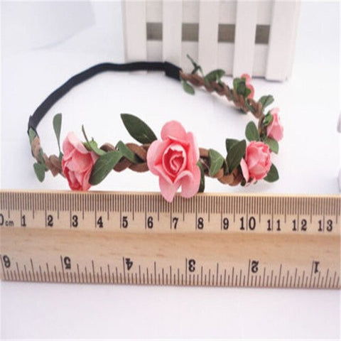 Handmade Floral Crown Flower Headband Hair Garland Wedding Headpiece Headwear Flower For Women Girls