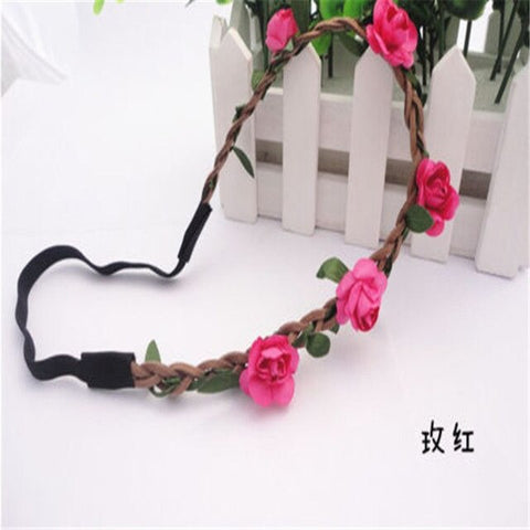 Handmade Floral Crown Flower Headband Hair Garland Wedding Headpiece Headwear Flower For Women Girls