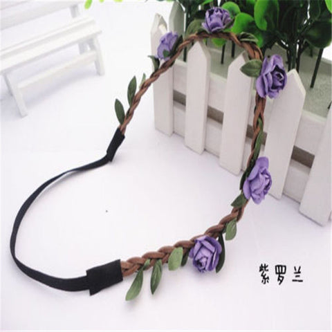 Handmade Floral Crown Flower Headband Hair Garland Wedding Headpiece Headwear Flower For Women Girls