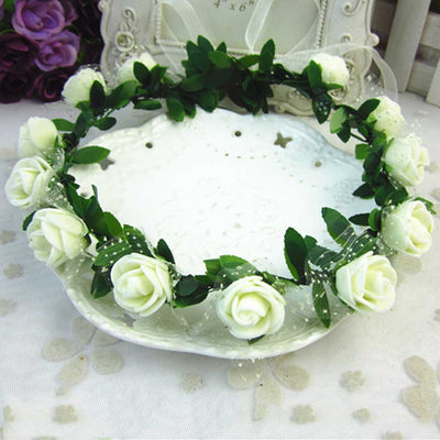 New Fashion Women Wedding Rose Flower Garland Headband Floral Garlands Hairband Flower Crown Hair Accessories Headwear