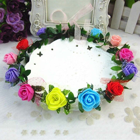 New Fashion Women Wedding Rose Flower Garland Headband Floral Garlands Hairband Flower Crown Hair Accessories Headwear