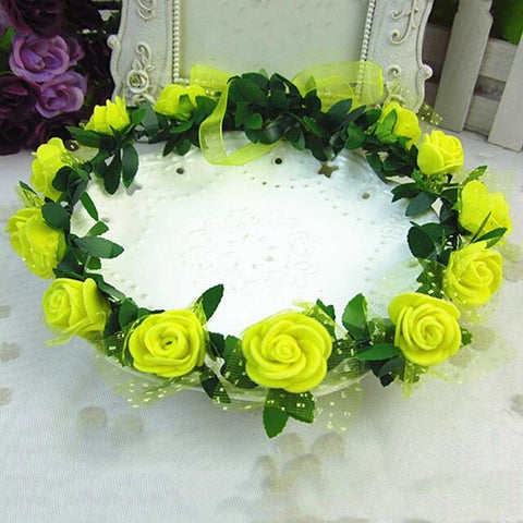 New Fashion Women Wedding Rose Flower Garland Headband Floral Garlands Hairband Flower Crown Hair Accessories Headwear