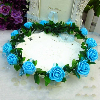 New Fashion Women Wedding Rose Flower Garland Headband Floral Garlands Hairband Flower Crown Hair Accessories Headwear
