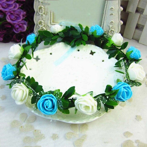 New Fashion Women Wedding Rose Flower Garland Headband Floral Garlands Hairband Flower Crown Hair Accessories Headwear