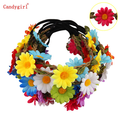 1pc Flower Bohemia Headband Hair Accessories Women Beach Flower Hair Bands Headband for Girls Elastic Flower Crown Headband