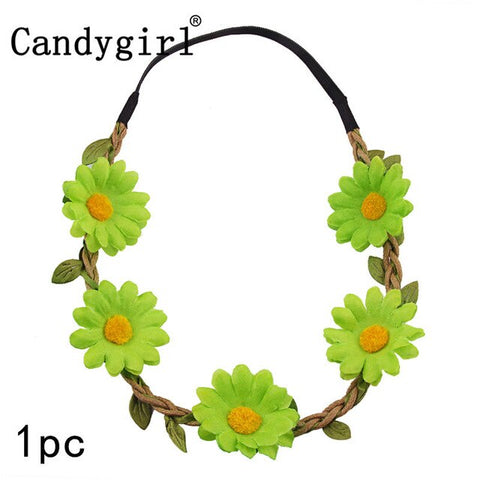 1pc Flower Bohemia Headband Hair Accessories Women Beach Flower Hair Bands Headband for Girls Elastic Flower Crown Headband