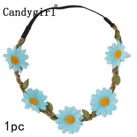 1pc Flower Bohemia Headband Hair Accessories Women Beach Flower Hair Bands Headband for Girls Elastic Flower Crown Headband