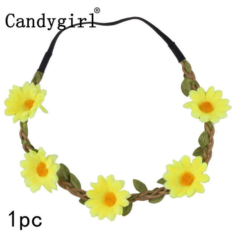 1pc Flower Bohemia Headband Hair Accessories Women Beach Flower Hair Bands Headband for Girls Elastic Flower Crown Headband