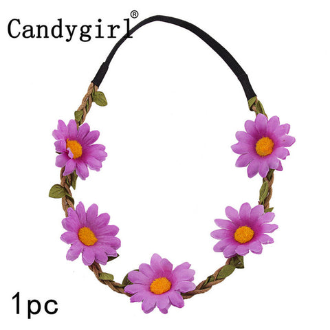 1pc Flower Bohemia Headband Hair Accessories Women Beach Flower Hair Bands Headband for Girls Elastic Flower Crown Headband