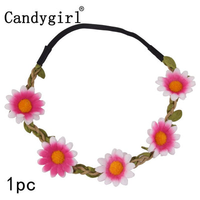 1pc Flower Bohemia Headband Hair Accessories Women Beach Flower Hair Bands Headband for Girls Elastic Flower Crown Headband