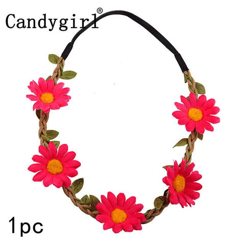 1pc Flower Bohemia Headband Hair Accessories Women Beach Flower Hair Bands Headband for Girls Elastic Flower Crown Headband