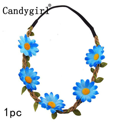 1pc Flower Bohemia Headband Hair Accessories Women Beach Flower Hair Bands Headband for Girls Elastic Flower Crown Headband