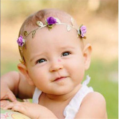 Kids Baby Rose Crown Headwear New Party Flower Leaves Headbands Garland Gold Leaf Hair Band Head Accessories Cute Girls' Wreath