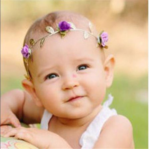 Kids Baby Rose Crown Headwear New Party Flower Leaves Headbands Garland Gold Leaf Hair Band Head Accessories Cute Girls' Wreath