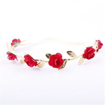 Kids Baby Rose Crown Headwear New Party Flower Leaves Headbands Garland Gold Leaf Hair Band Head Accessories Cute Girls' Wreath