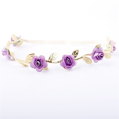 Kids Baby Rose Crown Headwear New Party Flower Leaves Headbands Garland Gold Leaf Hair Band Head Accessories Cute Girls' Wreath
