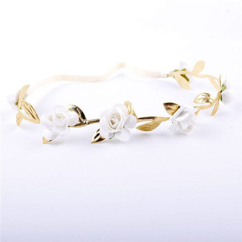 Kids Baby Rose Crown Headwear New Party Flower Leaves Headbands Garland Gold Leaf Hair Band Head Accessories Cute Girls' Wreath