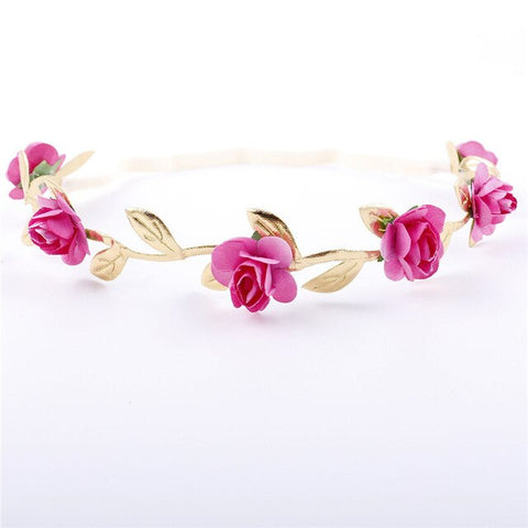Kids Baby Rose Crown Headwear New Party Flower Leaves Headbands Garland Gold Leaf Hair Band Head Accessories Cute Girls' Wreath