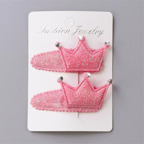 1Pack=2PCS Hot Sale Children New Hair Clips Cute Crown Flowers Safety Barrettes BB Clip Little Girls Gifts Kids Hair Accessories