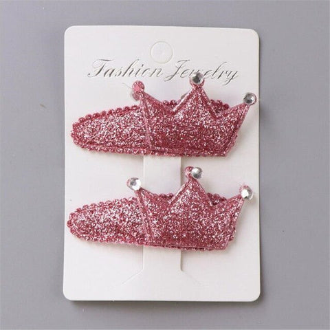 1Pack=2PCS Hot Sale Children New Hair Clips Cute Crown Flowers Safety Barrettes BB Clip Little Girls Gifts Kids Hair Accessories