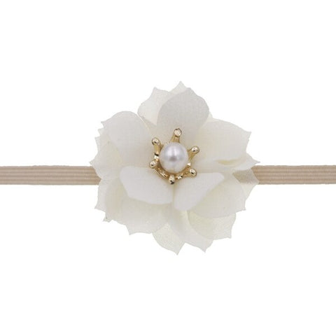 Baby 5cm Chic Flower Elastic Headband Crown Pearl Wedding Decoration Flower Photography Props infant Girls Hair Accessories