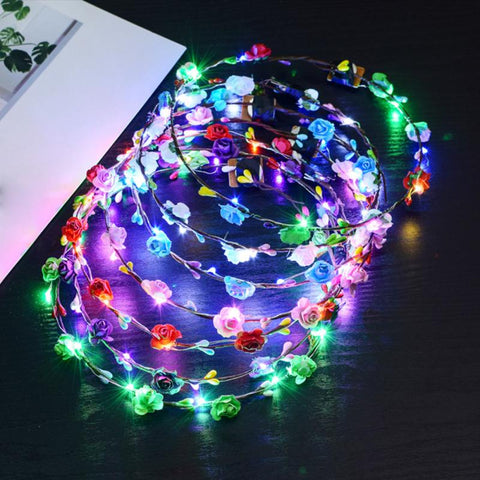 New DIY Hair Wreath Head Band Casual Party LED Effect Crown Flower Hair Accessories