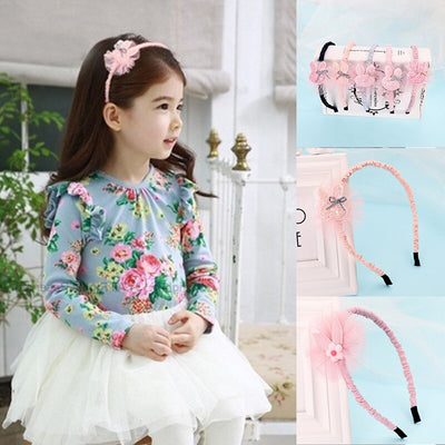 Girls Lace 27 Colors Kids 1PC Snow Flower Headband Animal Children Rabbit Organza Bowknot With Teeth Crown Flower