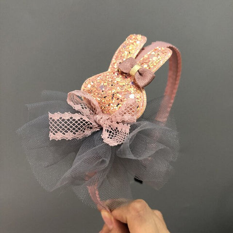 Girls Lace 27 Colors Kids 1PC Snow Flower Headband Animal Children Rabbit Organza Bowknot With Teeth Crown Flower