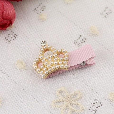 1 PC  Girl Pearl Crown Flower Hair Clip Boutique Hair Accessories Princess Hairpins For Children Kids Fashion Headwear