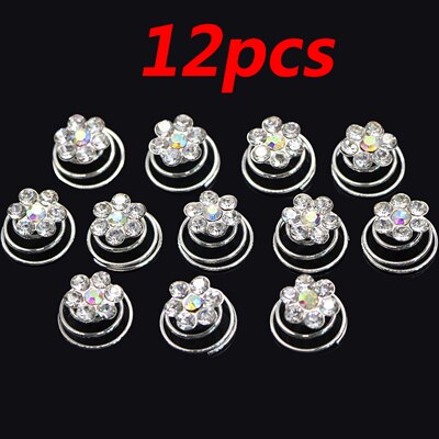 Crystal Hair Accessories for Women Wedding Bridal Bridesmaid Tiaras Crown Headbands Spiral Flower Hair Clips Hairpins Headdress