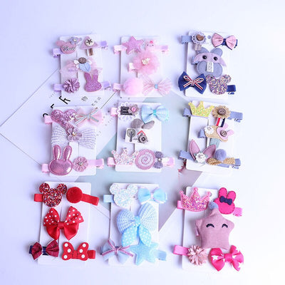 5pc/set Fashion Cute Girl Hairpin Flower Crown Bow clip Barrettes Hair Accessory