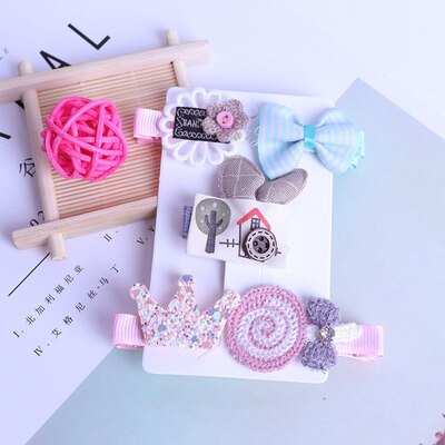 5pc/set Fashion Cute Girl Hairpin Flower Crown Bow clip Barrettes Hair Accessory