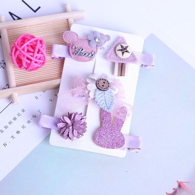 5pc/set Fashion Cute Girl Hairpin Flower Crown Bow clip Barrettes Hair Accessory