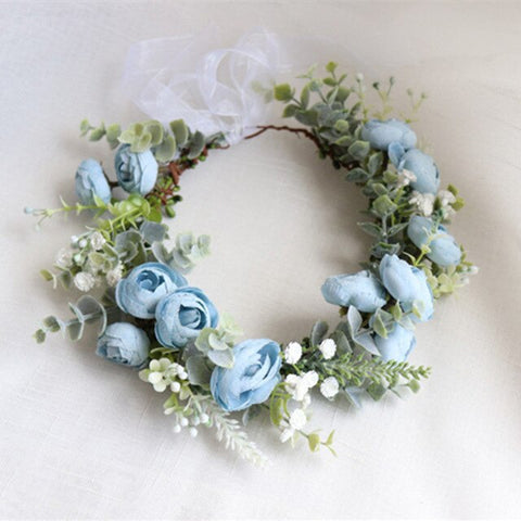 2019 Camellia Flower Wreath Crown Festival Headband Women Hair Accessories Headdress Girl Floral Garland Wedding Floral Headwear