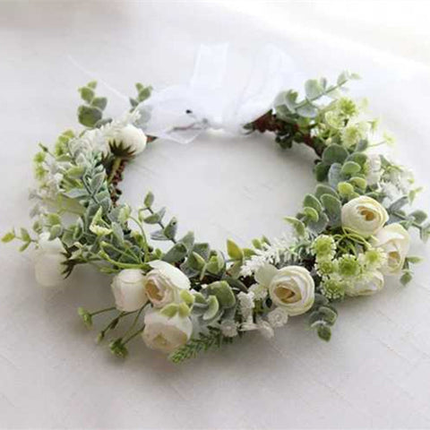 2019 Camellia Flower Wreath Crown Festival Headband Women Hair Accessories Headdress Girl Floral Garland Wedding Floral Headwear