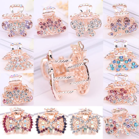 Hot Sale Flying Buterfly Hairpins Flowers 1PC Crown Peacock Crtstal Barrette Zircon Hair Accessories Bowknot Candy Colors