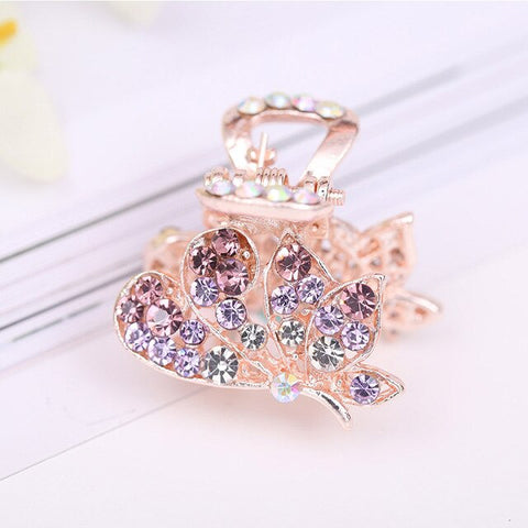 Hot Sale Flying Buterfly Hairpins Flowers 1PC Crown Peacock Crtstal Barrette Zircon Hair Accessories Bowknot Candy Colors