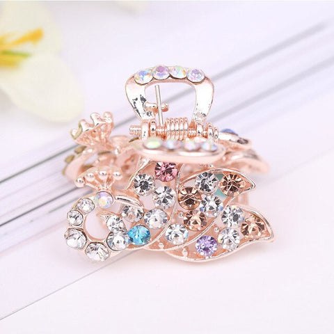 Hot Sale Flying Buterfly Hairpins Flowers 1PC Crown Peacock Crtstal Barrette Zircon Hair Accessories Bowknot Candy Colors
