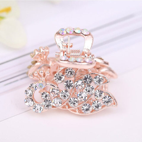 Hot Sale Flying Buterfly Hairpins Flowers 1PC Crown Peacock Crtstal Barrette Zircon Hair Accessories Bowknot Candy Colors