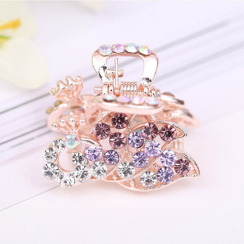 Hot Sale Flying Buterfly Hairpins Flowers 1PC Crown Peacock Crtstal Barrette Zircon Hair Accessories Bowknot Candy Colors