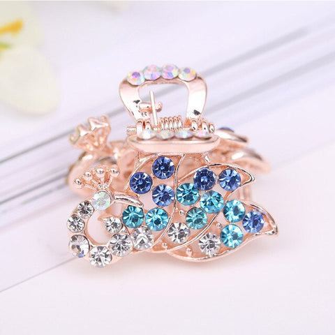 Hot Sale Flying Buterfly Hairpins Flowers 1PC Crown Peacock Crtstal Barrette Zircon Hair Accessories Bowknot Candy Colors