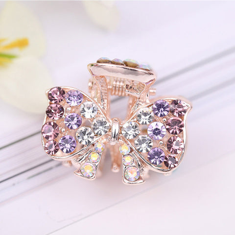 Hot Sale Flying Buterfly Hairpins Flowers 1PC Crown Peacock Crtstal Barrette Zircon Hair Accessories Bowknot Candy Colors