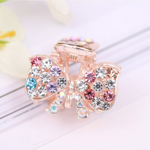Hot Sale Flying Buterfly Hairpins Flowers 1PC Crown Peacock Crtstal Barrette Zircon Hair Accessories Bowknot Candy Colors