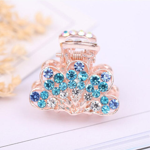 Hot Sale Flying Buterfly Hairpins Flowers 1PC Crown Peacock Crtstal Barrette Zircon Hair Accessories Bowknot Candy Colors