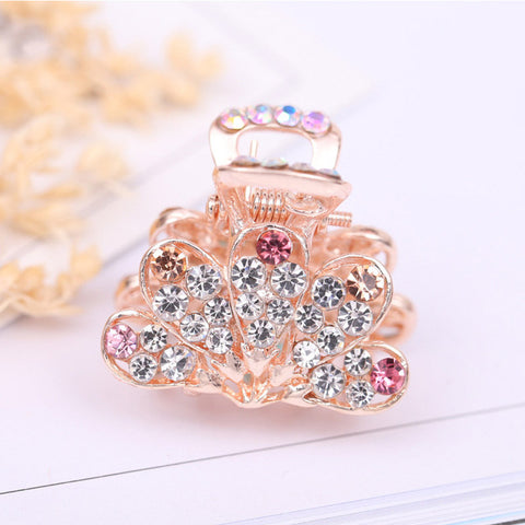 Hot Sale Flying Buterfly Hairpins Flowers 1PC Crown Peacock Crtstal Barrette Zircon Hair Accessories Bowknot Candy Colors