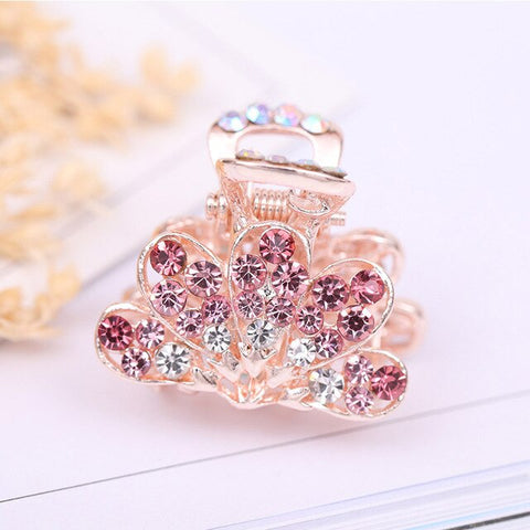 Hot Sale Flying Buterfly Hairpins Flowers 1PC Crown Peacock Crtstal Barrette Zircon Hair Accessories Bowknot Candy Colors