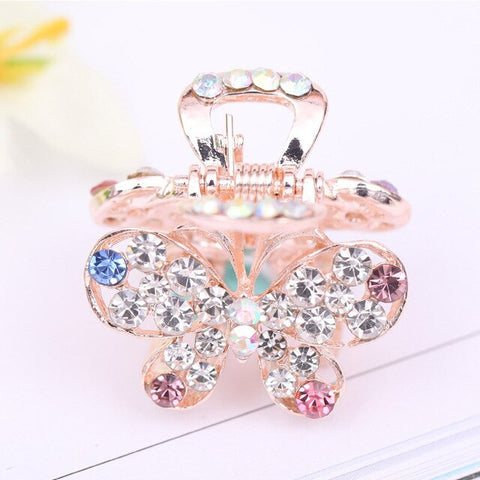 Hot Sale Flying Buterfly Hairpins Flowers 1PC Crown Peacock Crtstal Barrette Zircon Hair Accessories Bowknot Candy Colors
