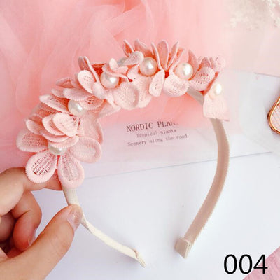 Flower girl multi-layer colored yarn crown hair band children pearl head band wedding and birthday accessories photography props