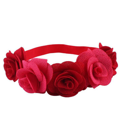 1 PC Cute Kids Flower Crown Headbands Newborn Party Roes Floral Tiara Headwear Kids Hair Bands Accessories